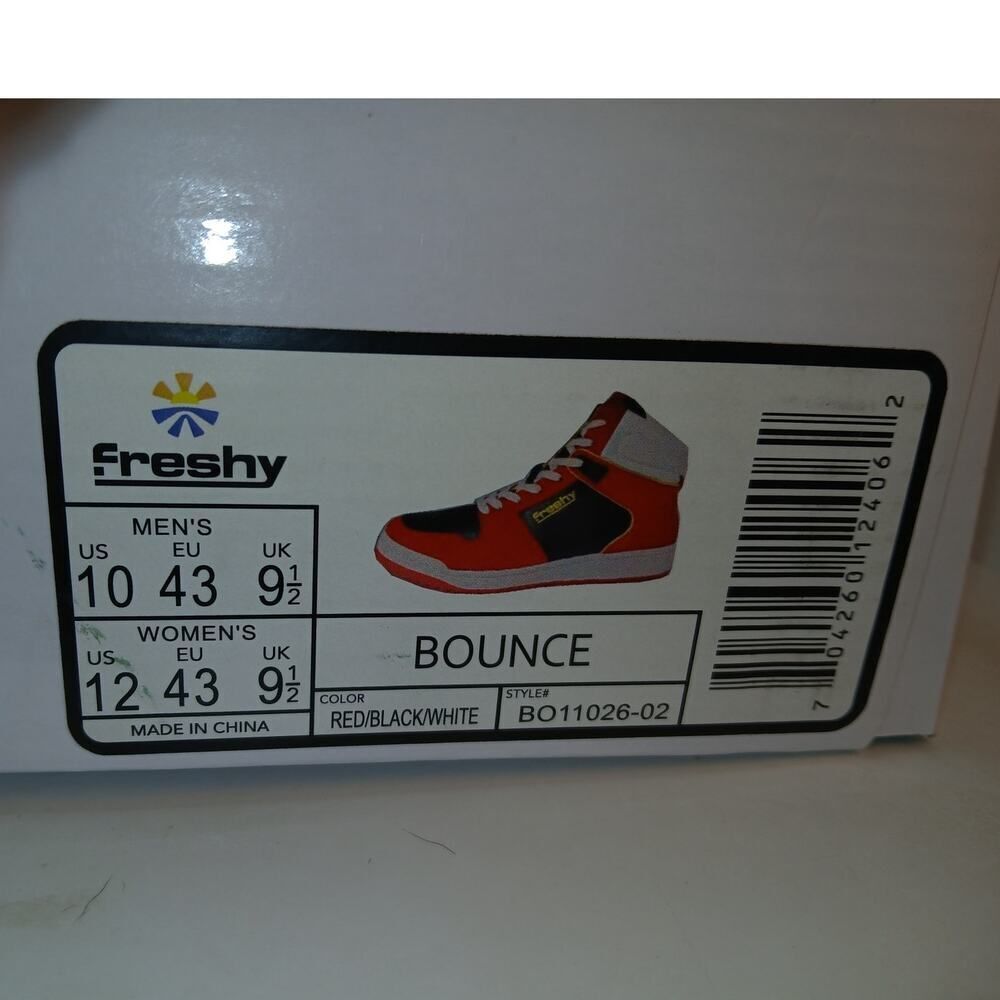 Cali Designer Freshy Mens New w/box Bounce Red & Black High Top Sneakers - Sz 10 - Picture 7 of 7